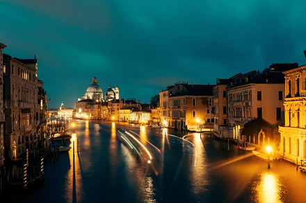 Colors of night in city Venice