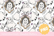 Cute Ghosts & Cats Halloween Seamles, an Illustration by CpSnowy (Thumbnail 2 of 5)