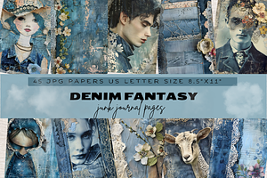 DENIM FANTASY JUNK JOURNAL PAGES, a Person Illustration by Daring Digies