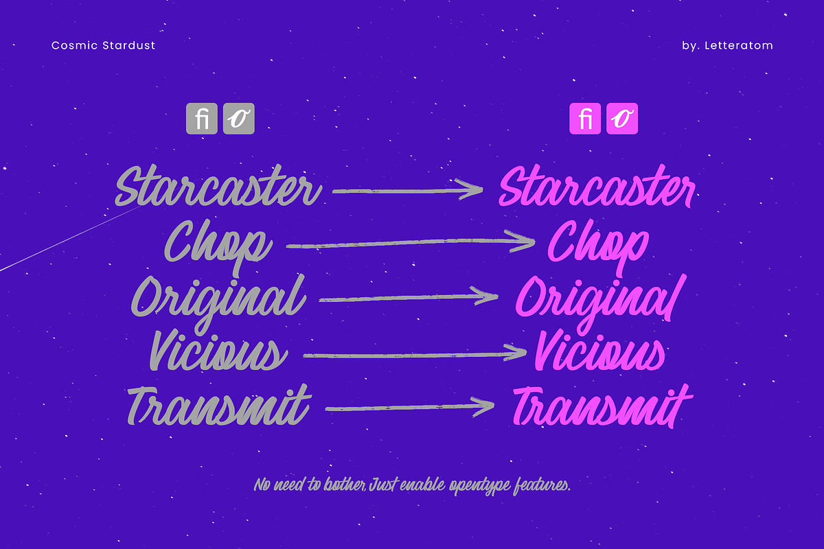 Cosmic Stardust - Casual Brush Font, a Script Font by Letteratom (Photo 11 of 15)