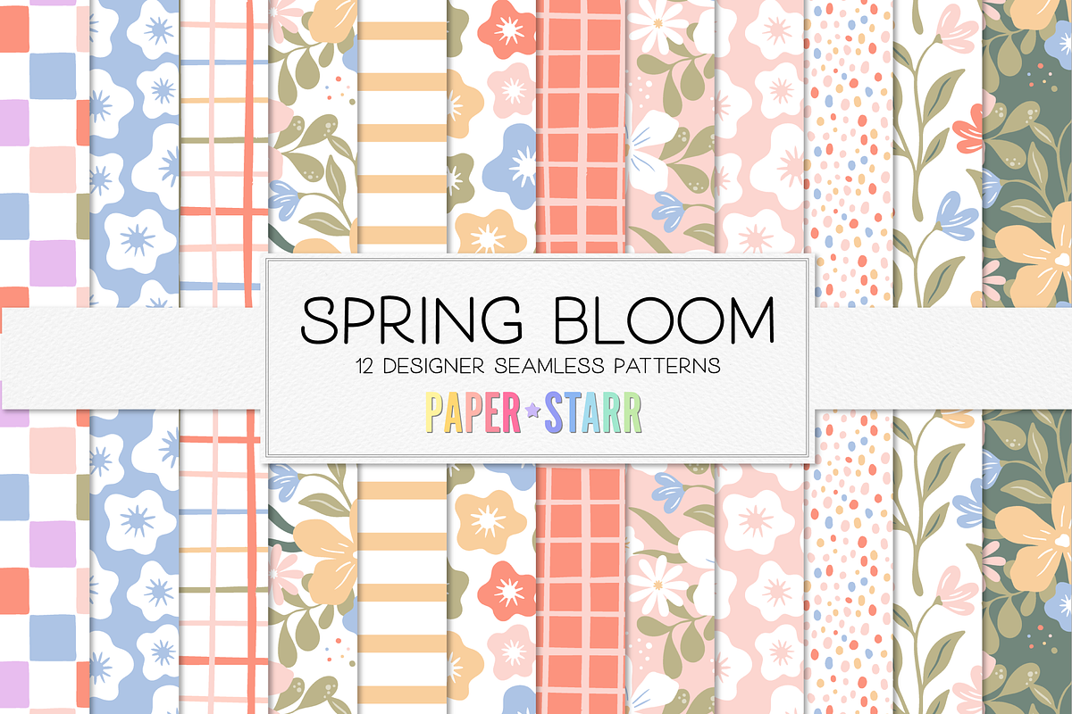 Spring Floral Digital Paper, a Pattern Graphic by Paper Starr Studio (Photo 1 of 2)