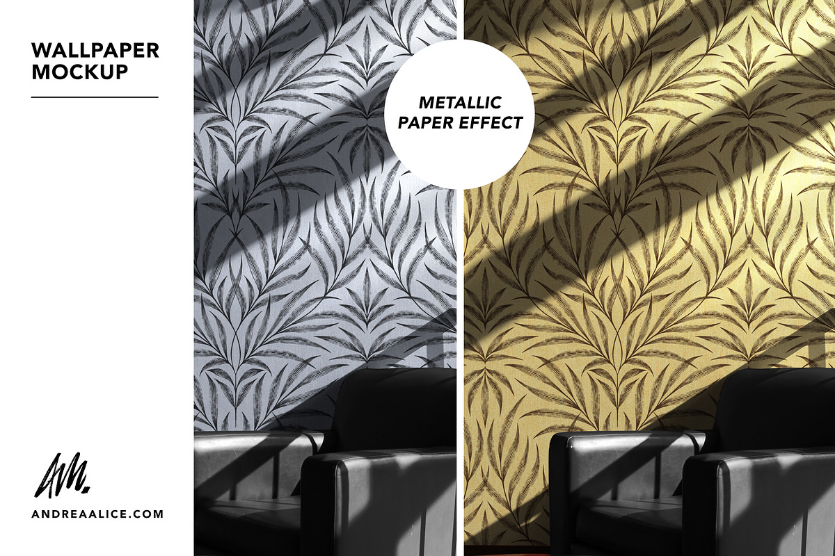 Wallpaper Mockup with Leather Chair, a Household Mockup by Andrea Muller (Photo 6 of 7)