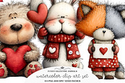 Funny Valentine Animals Clipart, an Illustration by GatewayDesign (Thumbnail 2 of 3)