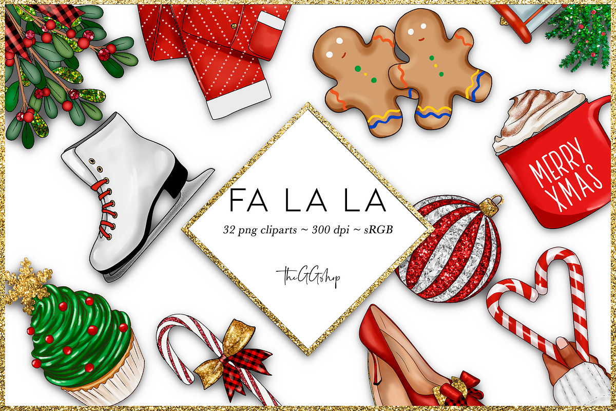 Christmas Clipart Png set, a Decorative Illustration by The GG Shop (Photo 1 of 9)