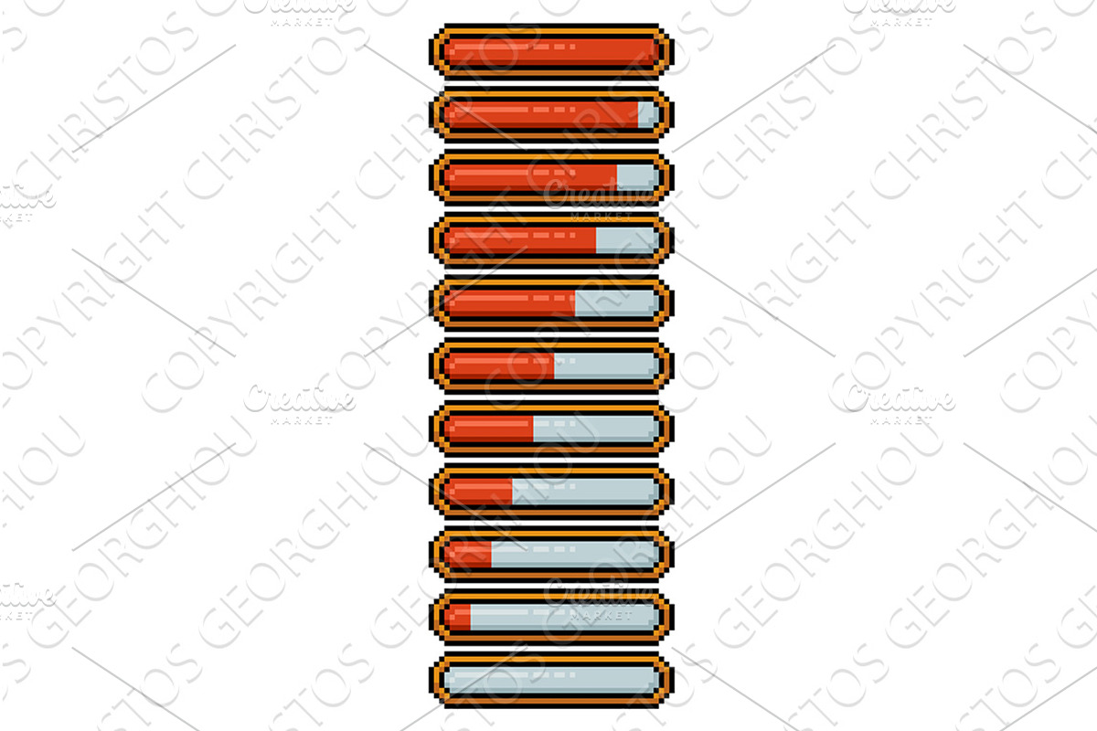 Pixel Art Health Bar Gauge Video, an Object Illustration by Christos Georghiou