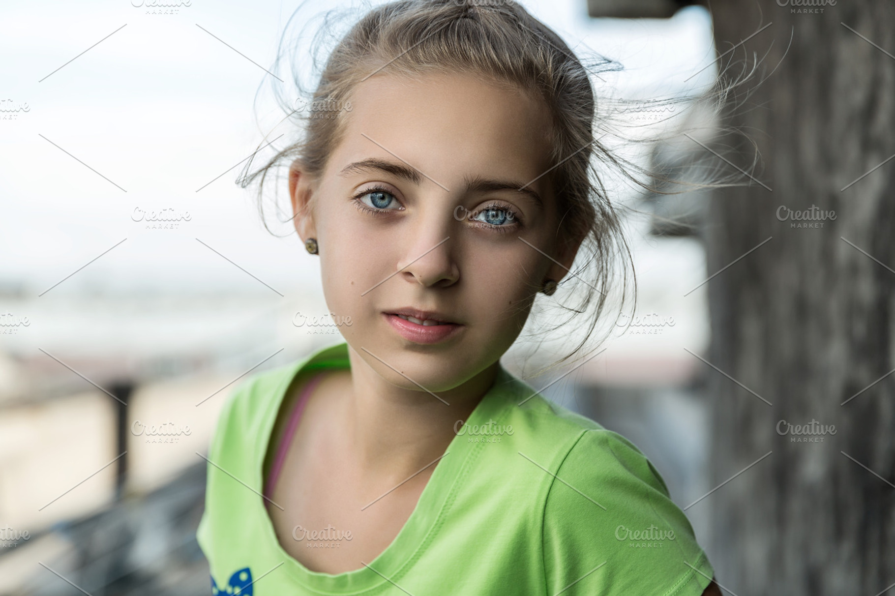 the girl in the green top