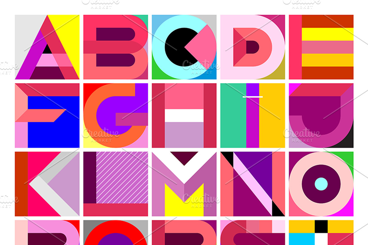 Decorative Geometric Vector Font, a Decorative Illustration by danjazzia