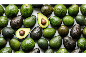 green ripe avocado background ai, a Food & Drink Photo by pikepicture