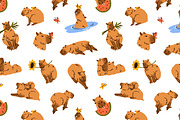 Cute capibaras set, stickers, cards, an Animal Illustration by PaperTrident (Thumbnail 4 of 7)