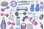 Watercolor Fitness Clipart Workout, an Object Illustration by PatternPalette (Thumbnail 2 of 2)