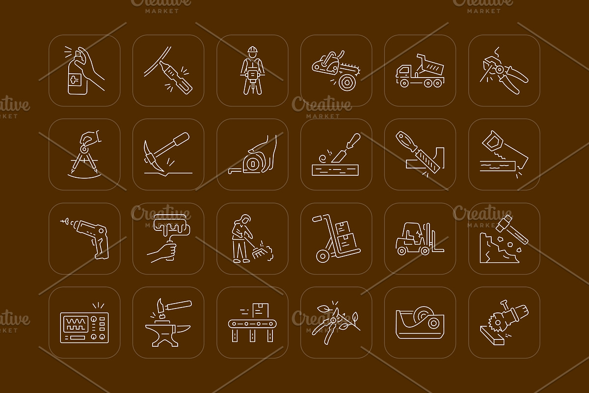 Animated Tools Icon Art Set | Creative Market