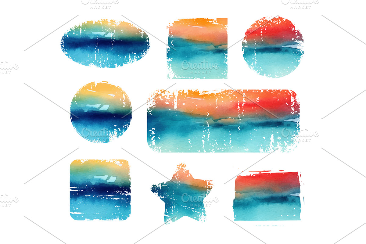 Watercolor blue and red color design, an Illustration by Nenahliadava Design
