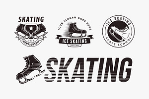 Set of Vintage ice skating logo, a Branding & Logo Template by DOMHOUZE