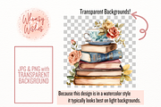 Vintage Books Watercolor Clip Art, a Decorative Illustration by Whimsy & Wishes (Thumbnail 3 of 3)