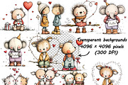 Romantic Couple & Animal Valentine, a Graphic by one-touch (Thumbnail 3 of 8)