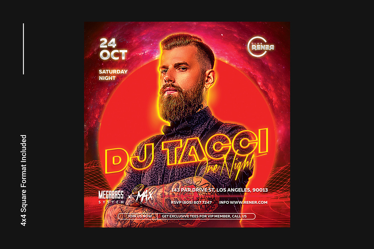 Techno DJ Flyer Template, a Flyer Template by Bornx Design (Photo 4 of 6)