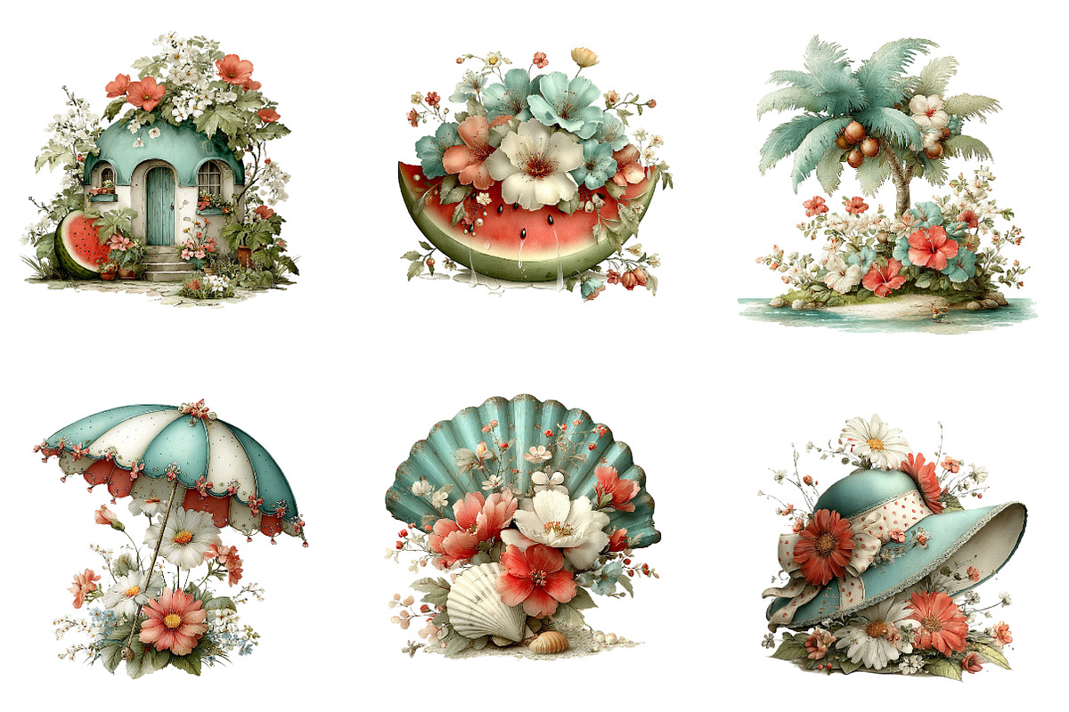 Whimsical Summer Clipart Bundle, an Illustration by CreationArt (Photo 4 of 6)