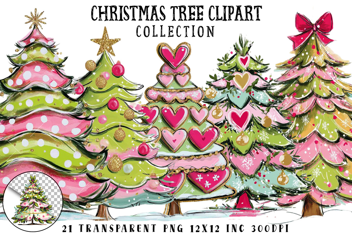 Christmas Tree Clipart, an Illustration by OK Design (Photo 1 of 6)