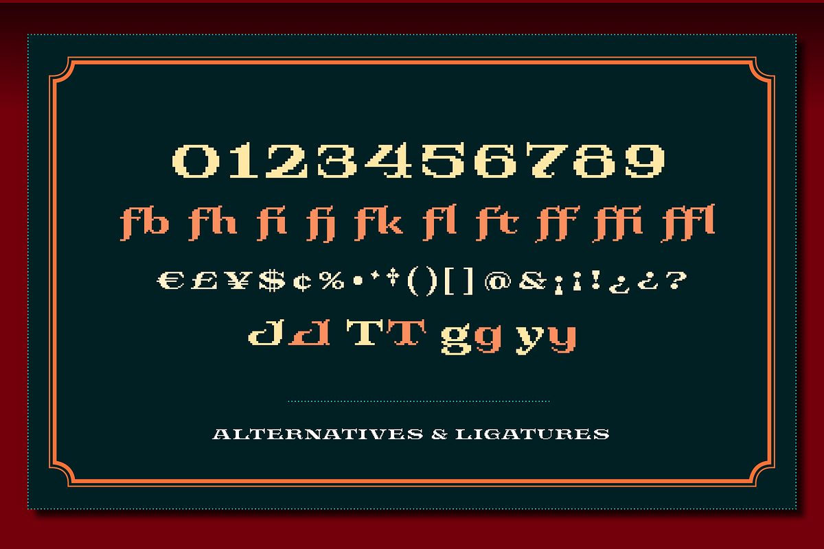 Aysgarth Ornate Pixel Font, a Font by SelfBuild Type (Photo 4 of 6)