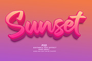 Sunset PSD 3D Editable Text Effect, a Layer Style Add-On by TrueVector (Thumbnail 1 of 2)