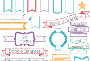 Doodle Banners Photoshop Brushes, a Brush Add-On by PinkPueblo (Thumbnail 1 of 2)