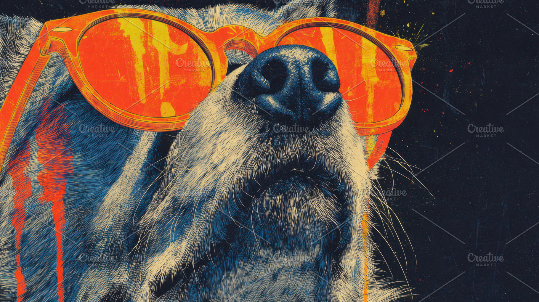 Dog in orange shades outside, a Photo by Beautiful things