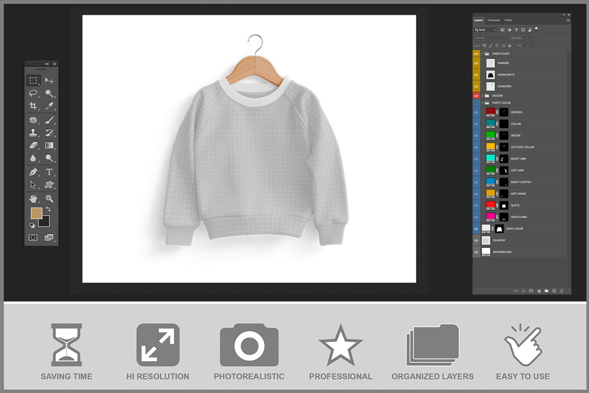 Children's Sweatshirt Mockup PSD, a Hoody Mockup by Bruno's Shop (Photo 3 of 4)