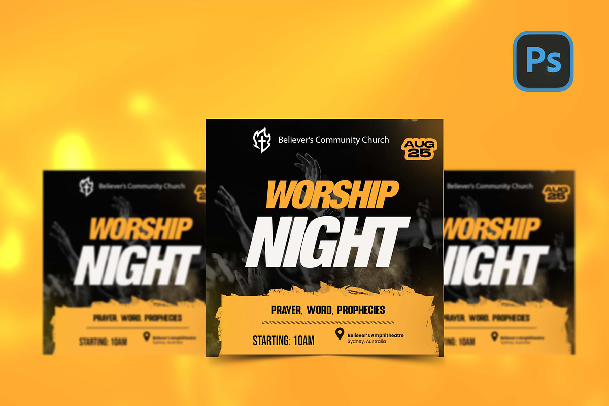 Worship Night Flyer, a Social Media Template by Believe Creatives (Photo 1 of 2)
