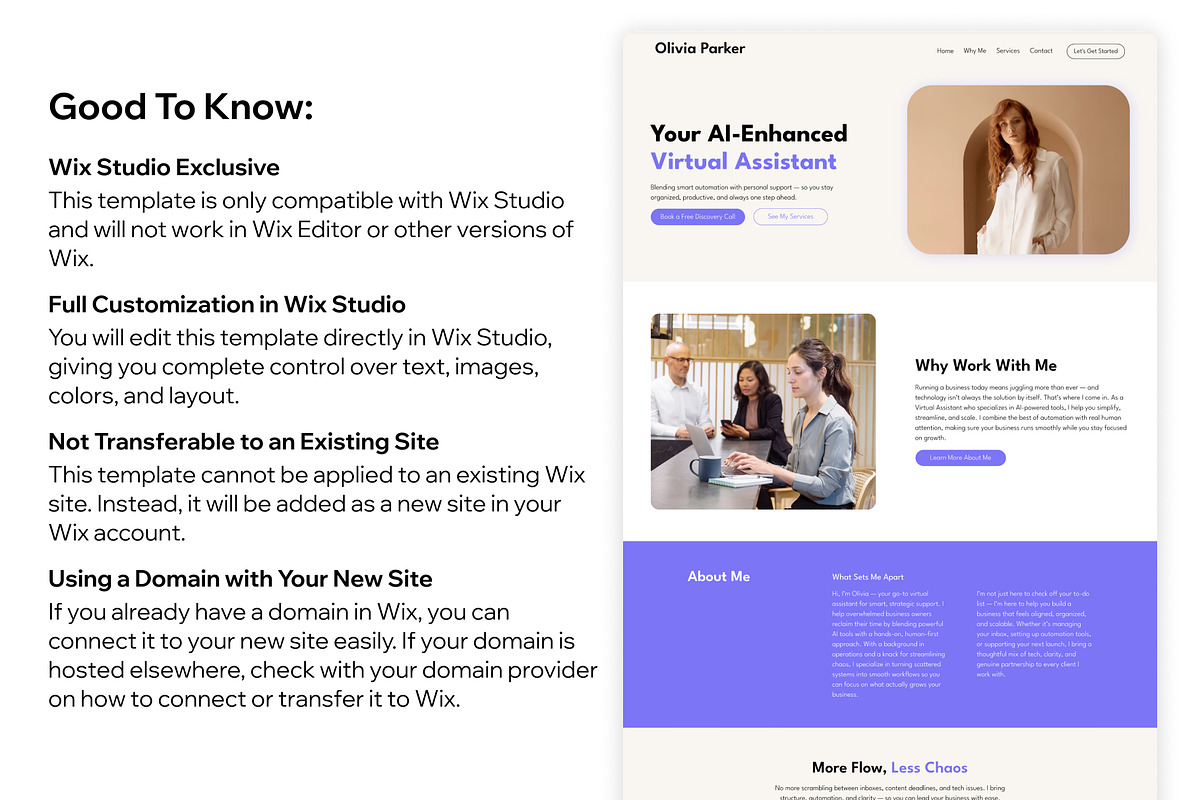 Virtual Assistant Wix Template preview 6
