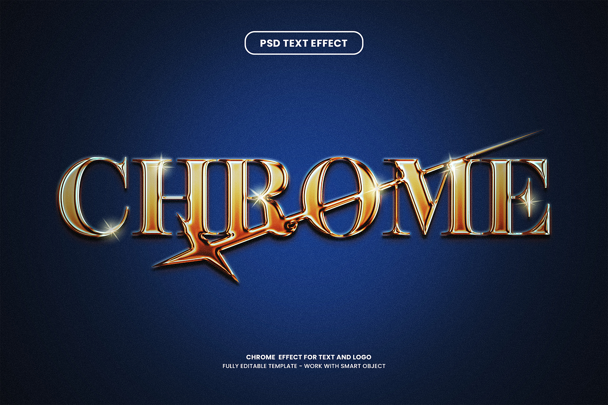 Golden Chrome Text Effect, a Layer Style Add-On by Svaha Graphic Studio (Photo 1 of 3)