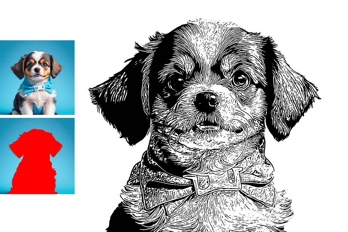 Dog Photo to Tracing Action, an Action Add-On by Photoshop Action (Photo 2 of 10)
