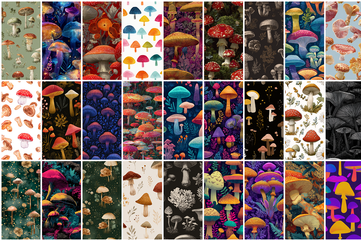 110 Mushrooms Seamless Patterns, a Pattern Graphic by mkStudioLab (Photo 4 of 4)