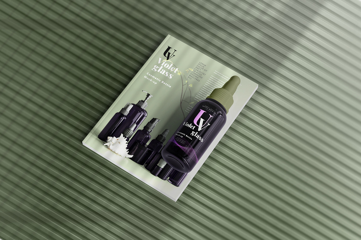 Violet Glass Dropper Bottle Mock-up, a Cups & Container Mockup by pmvch (Photo 15 of 20)