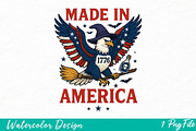 Made in 1776 America, 4th of July, an Illustration by Watercolor design (Thumbnail 1 of 3)