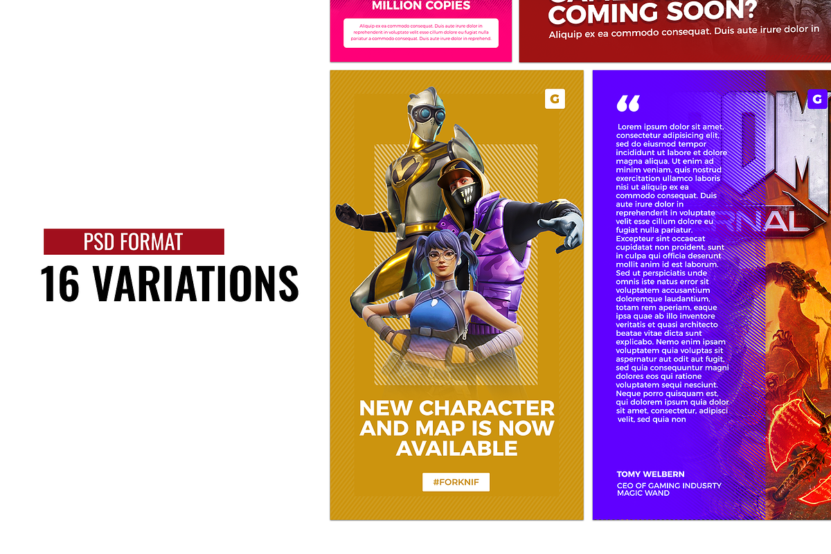 Gaming Social Media Templates Kit, a Social Media Template by Creathift (Photo 3 of 7)