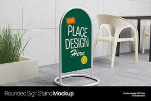 Rounded Sign Stand Mockup, a Product Mockup by graphicook