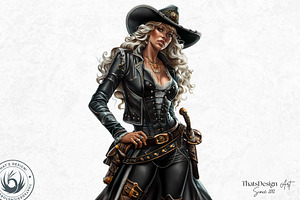 Midnight Rider Cowgirl Clipart Set