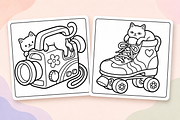 Cozy Cats Coloring Pages #2, an Animal Illustration by Inkivelle Studio (Thumbnail 2 of 3)