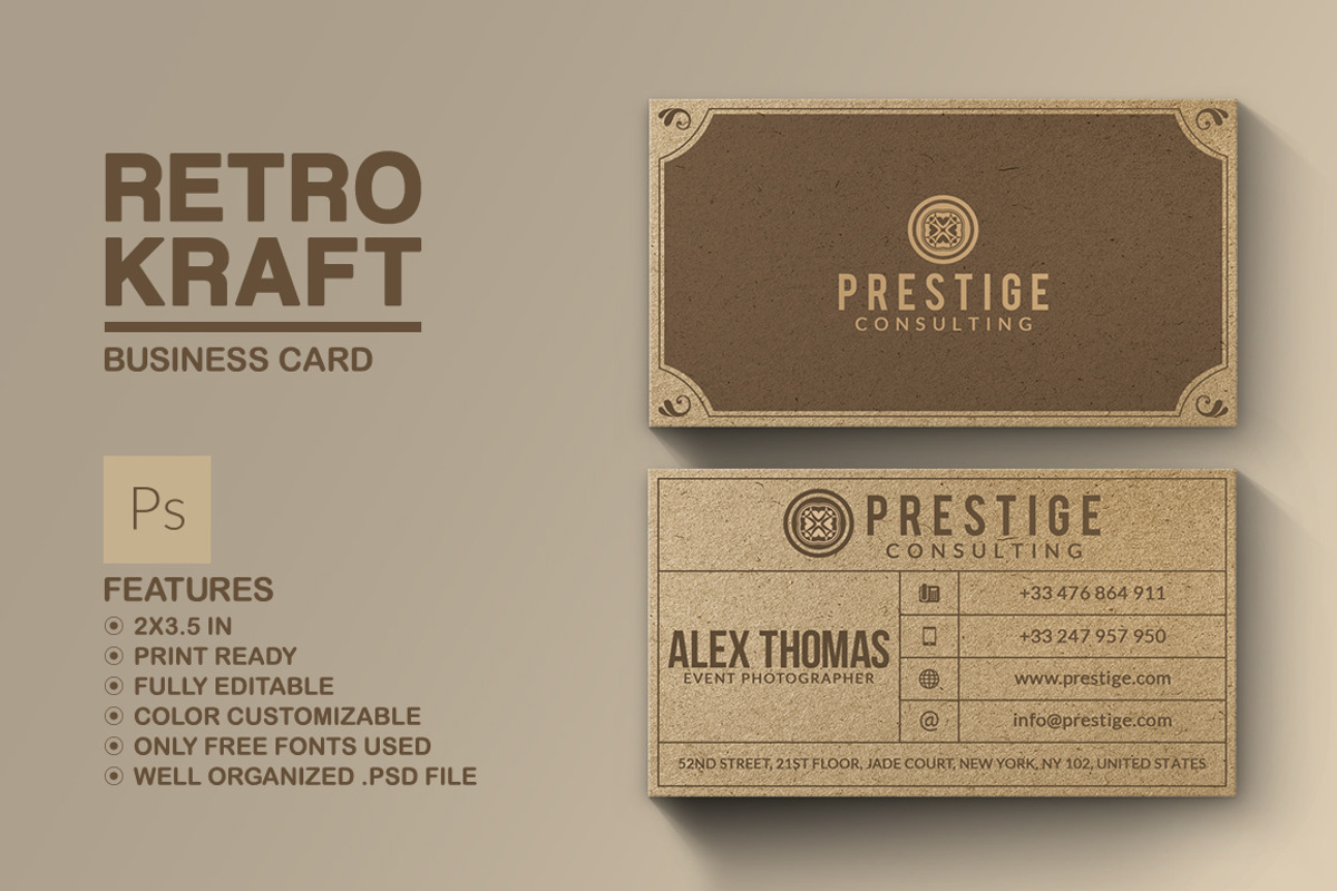 Retro Kraft Business Card, a Business Card Template by Marvel (Photo 1 of 5)