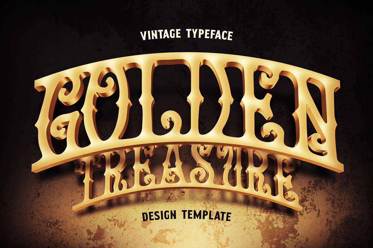 Golden Treasure font & template