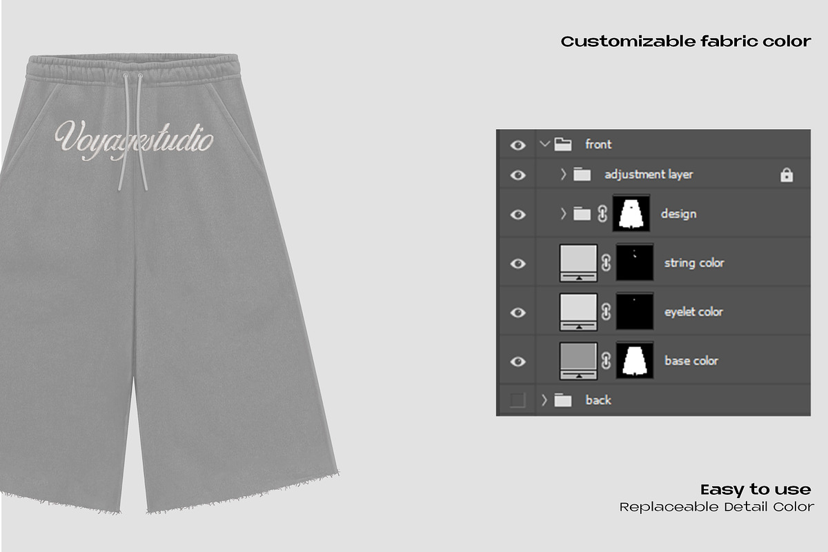 Fleece jorts pants mockup, a Bottom Mockup by Voyage Studio (Photo 3 of 3)