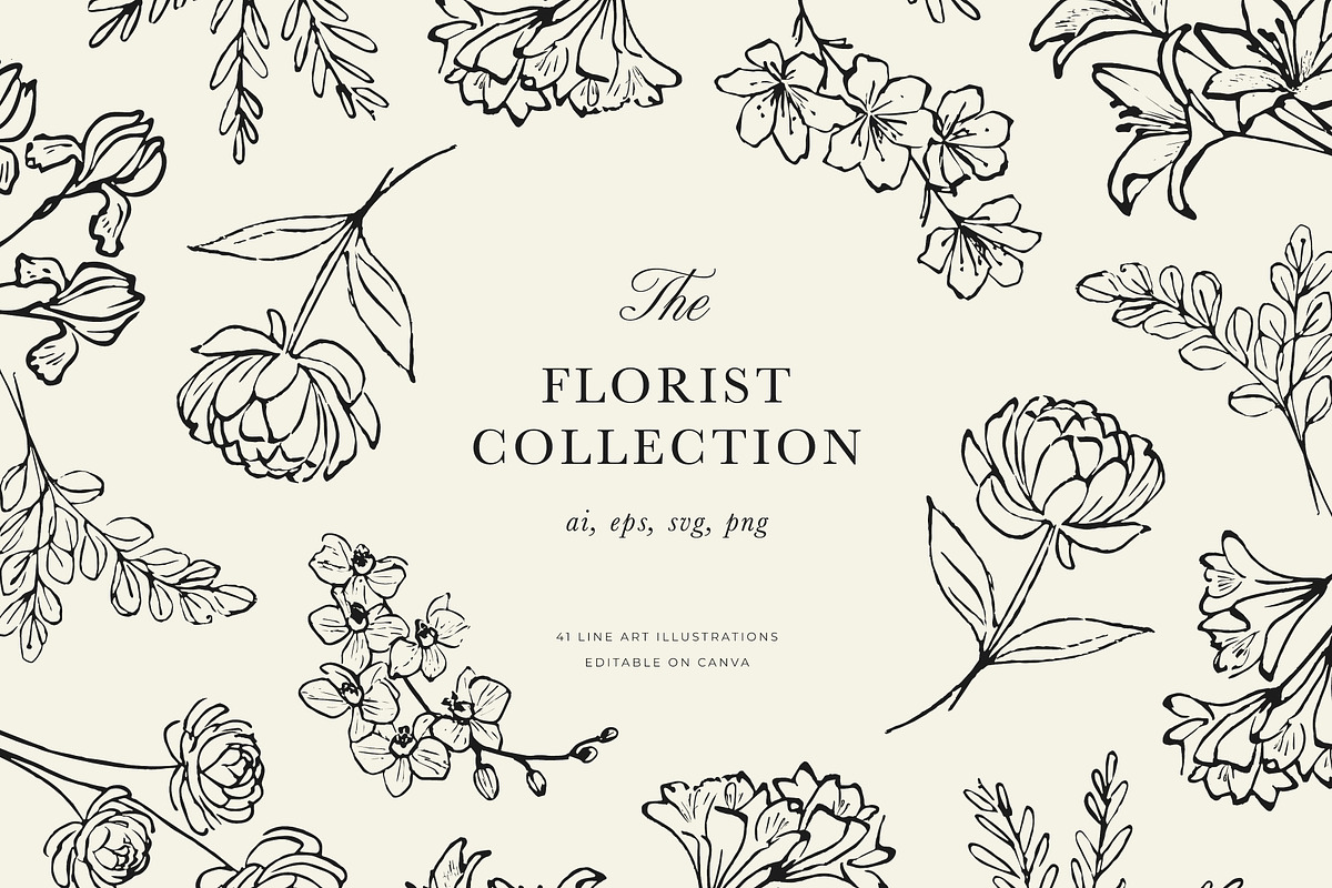 Florist Collection Line Art