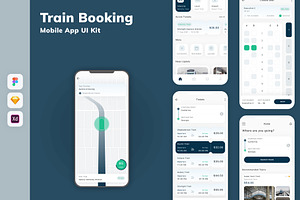 Train Booking Mobile App UI Kit, an UI Kit Template by uicube