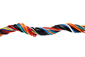 Multicolored cable isolated on white, a Photo by saiko3p