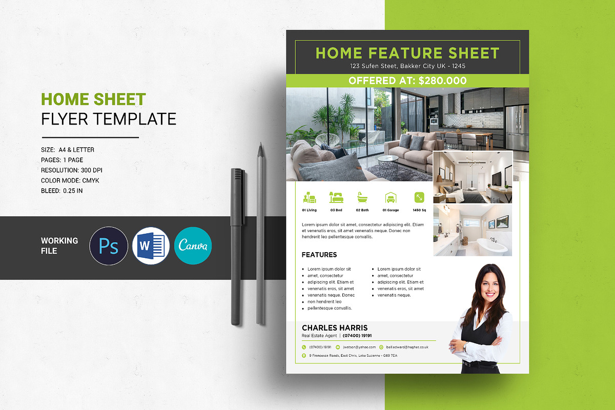 Home Sheet Flyer Template, a Flyer Template by crazyOWL (Photo 1 of 5)