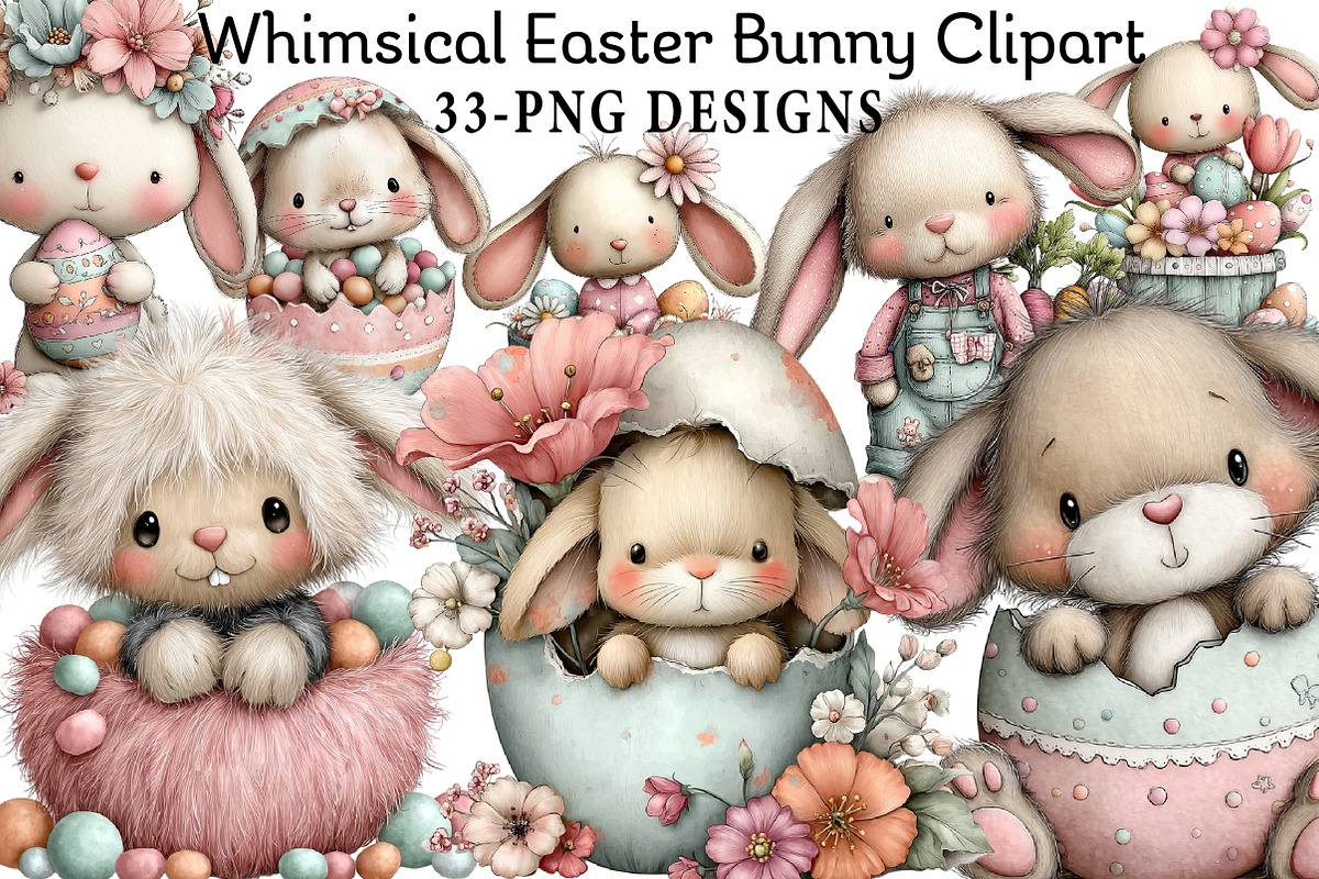 Whimsical Easter Bunny Clipart, an Illustration by Daily.Designs (Photo 1 of 8)