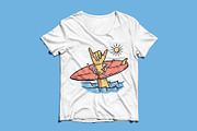 shaka hand and surfboard in the sea, a Sport Illustration by gunaonedesign (Thumbnail 2 of 3)