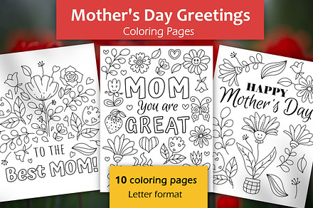 Mother's Day Greeting Coloring Pages