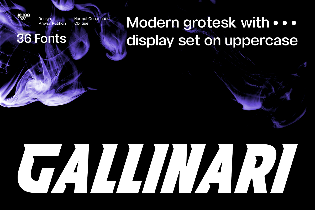 Gallinari - Modern Grotesk 36 Fonts, a Sans Serif Font by Jehoo Creative (Photo 1 of 14)