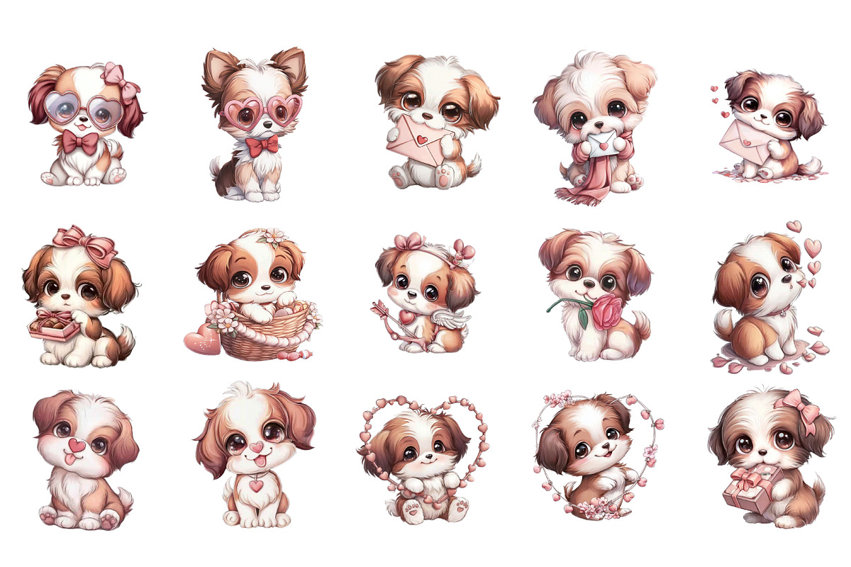 Valentine Puppy Dog Clipart, an Illustration by DreamArtGraphic (Photo 3 of 4)